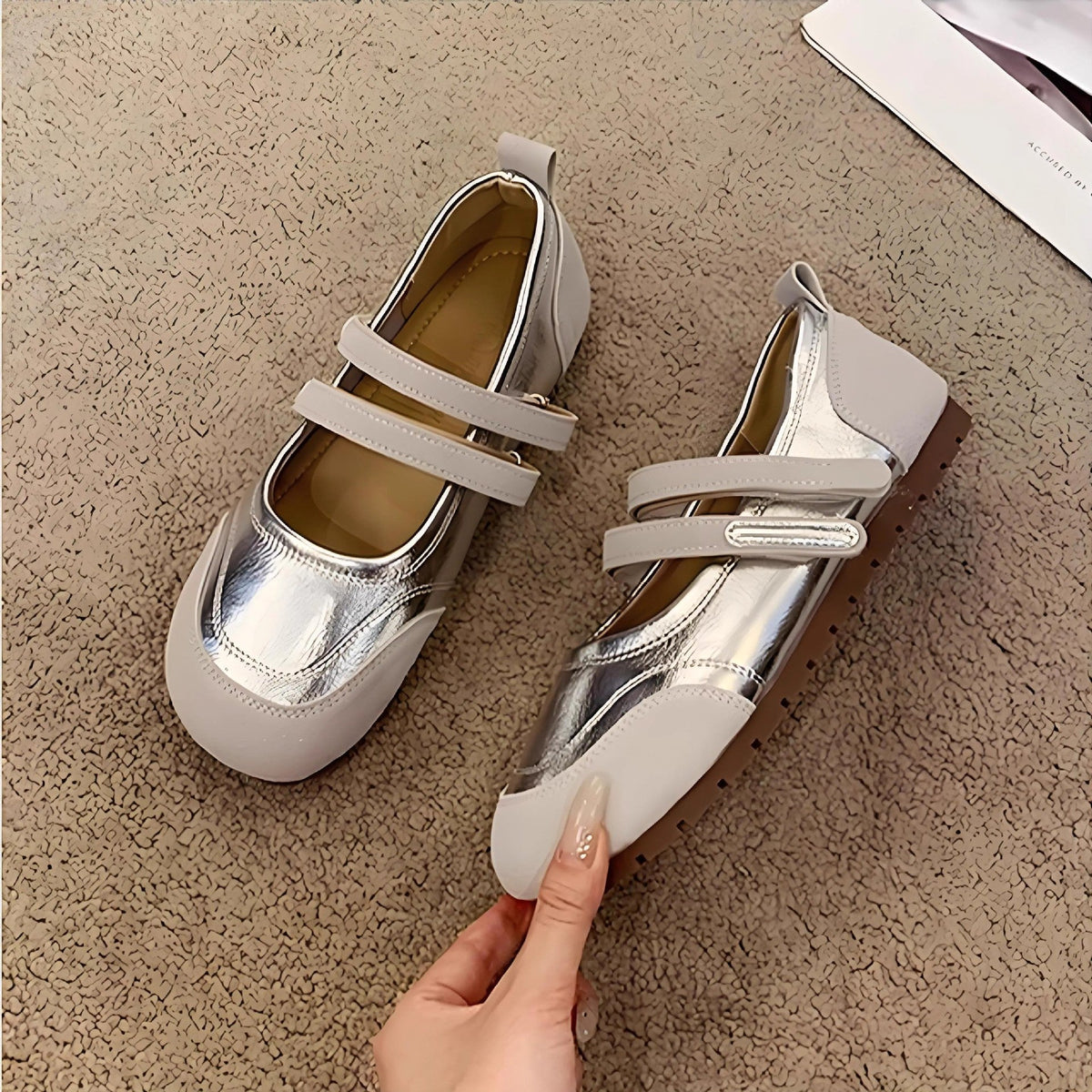 2026 New Princess Style Girls Leather Shoes, Soft Sole Flat Shoes For Spring Autumn, Silver Loafers Kids Dress Matching Shoes 3