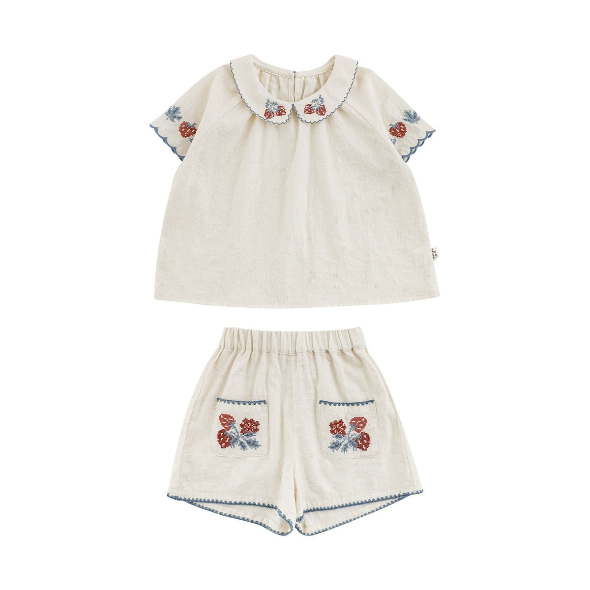 Girls' Strawberry Doll Shirt And Shorts Dress Set 6