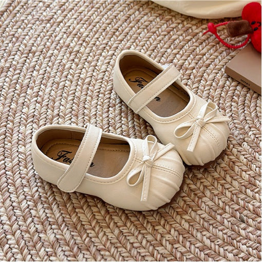 Xiaoxiangfeng Pleated Little Leather Shoes, Girls' Bow Princess Shoes, Shallow Single Shoes 4