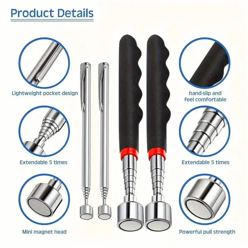 3-in-1 Telescopic Magnetic Grabber Tool – Stainless Steel, Non-Electric 5