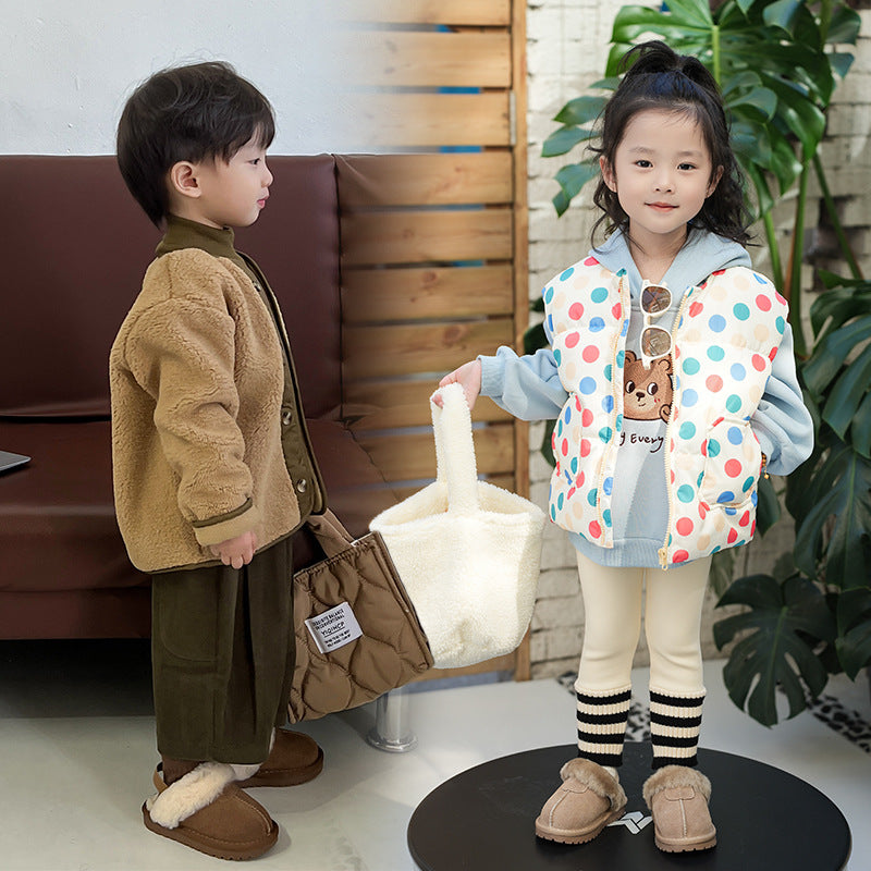 Suede Fleece-lined Cotton Shoes For Children's Walking 2