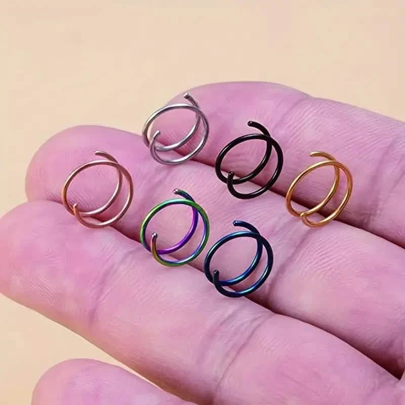 Stainless Steel Double Helix Nose Ring – 14K Gold Plated Hot Style Piercing Jewelry for Women 3