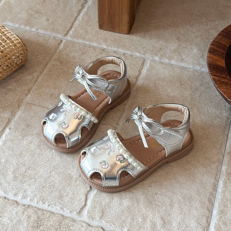 2026 Summer New Baby Girls Sandals, Closed-Toe Breathable Princess Shoes, Korean Fashion Little Kids Sandals 3