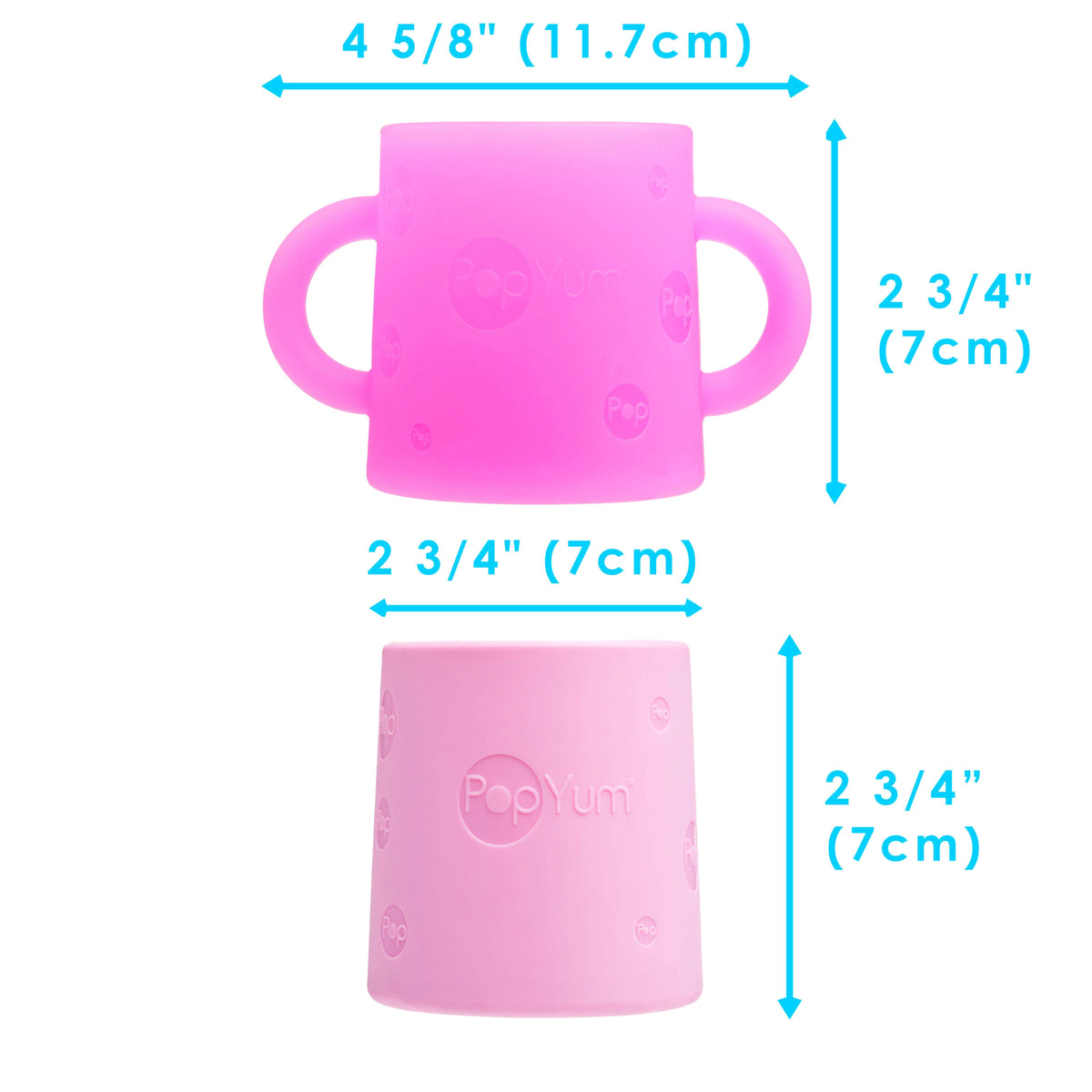PopYum Silicone Training Cup 2-Pack for Baby and Toddler, handles, BPA Free, self feeding training, tumbler (electric purple and orchid pink) 6
