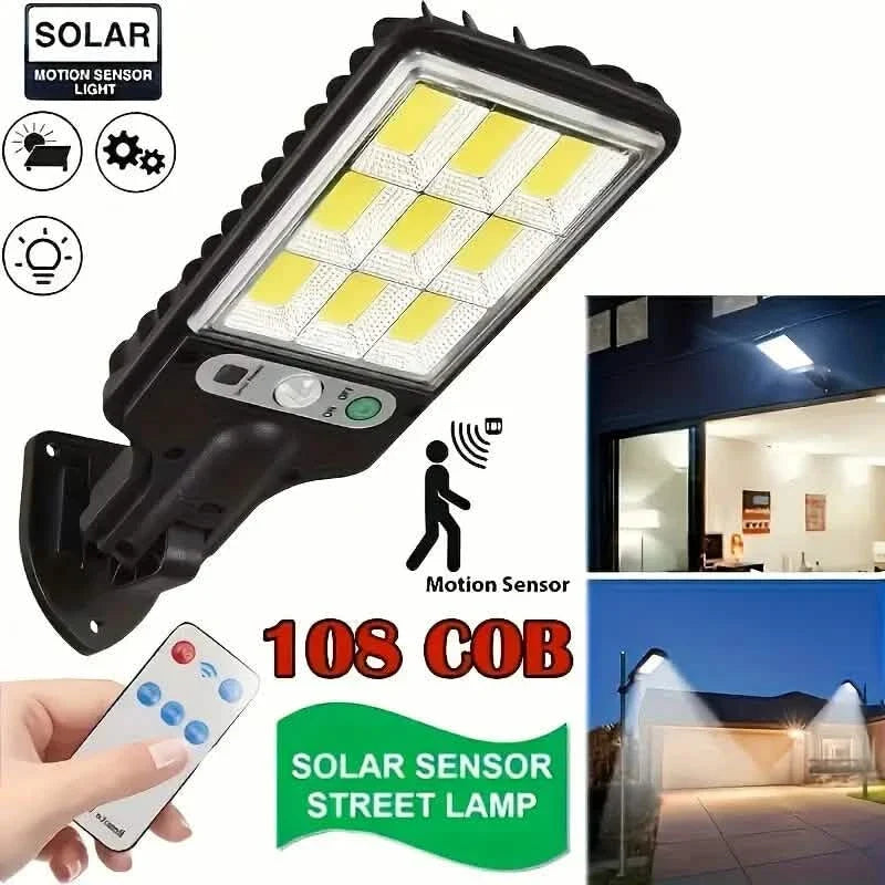 6-Pack: Solar Powered Motion Sensor Outdoor Garden Light with 108 COB LED Lights 3