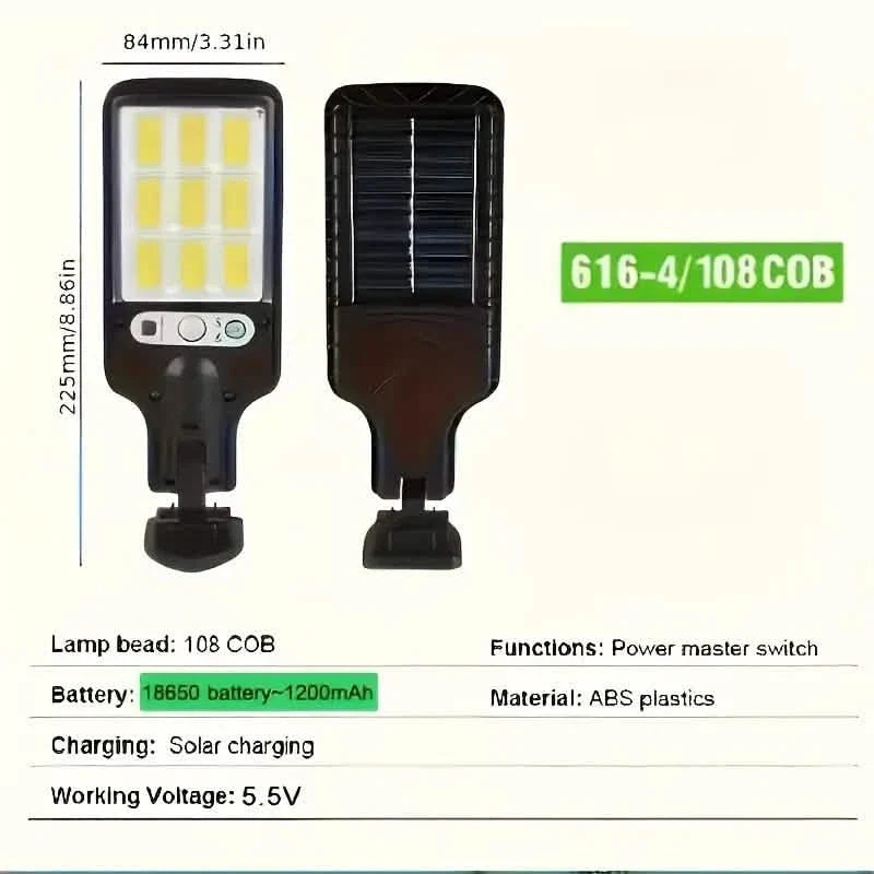 6-Pack: Solar Powered Motion Sensor Outdoor Garden Light with 108 COB LED Lights 6