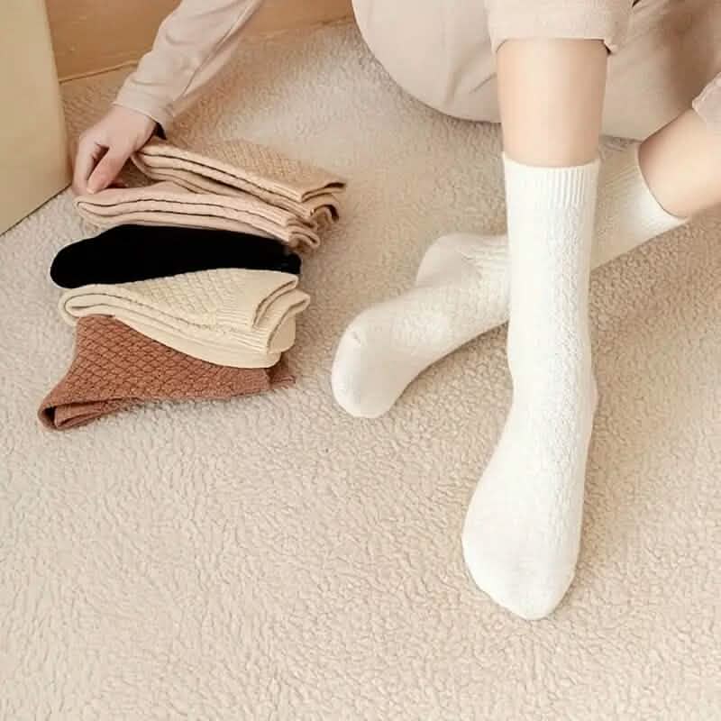 6-Pairs: Autumn and Winter Thick Warm Solid Socks 7