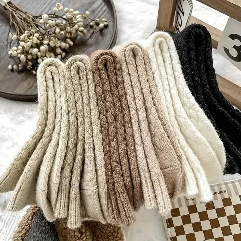 6-Pairs: Autumn and Winter Thick Warm Solid Socks 3