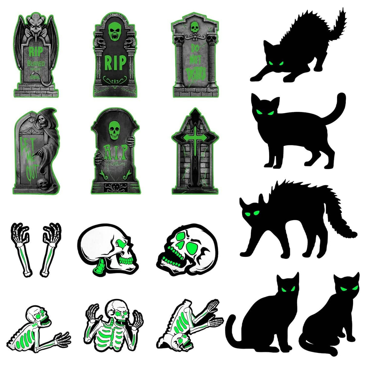 6-Pieces: Glow in the Dark Halloween Yard Sign Decorations with 12 Stakes 1