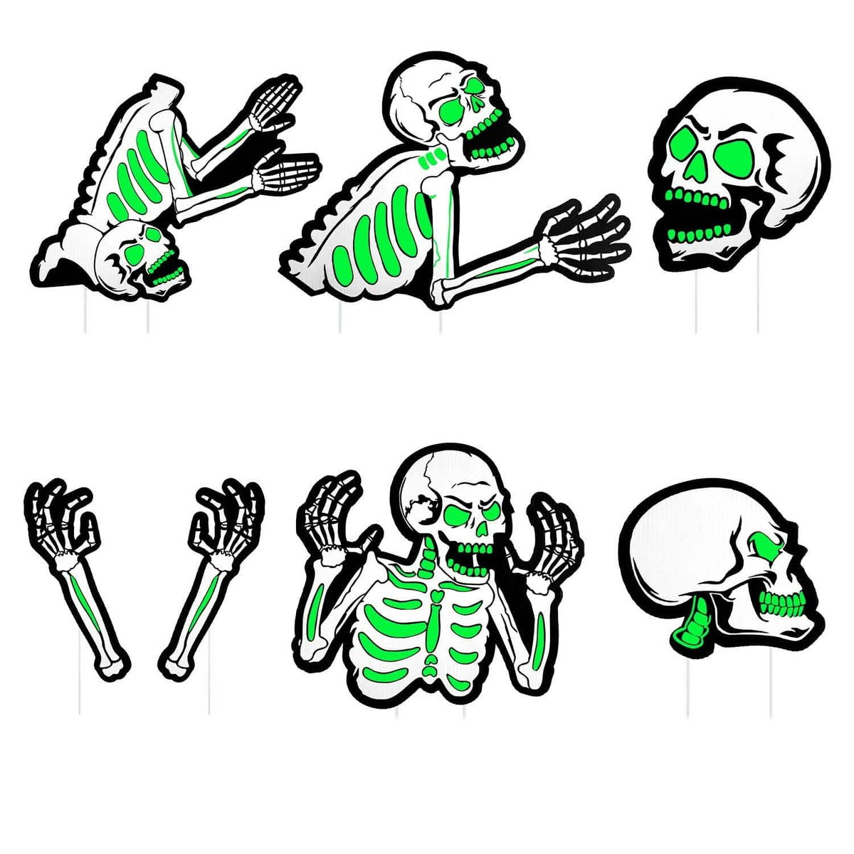 6-Pieces: Glow in the Dark Halloween Yard Sign Decorations with 12 Stakes 3