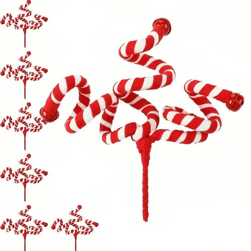 6-Pieces: Red White Candy Christmas Tree Decorations 1