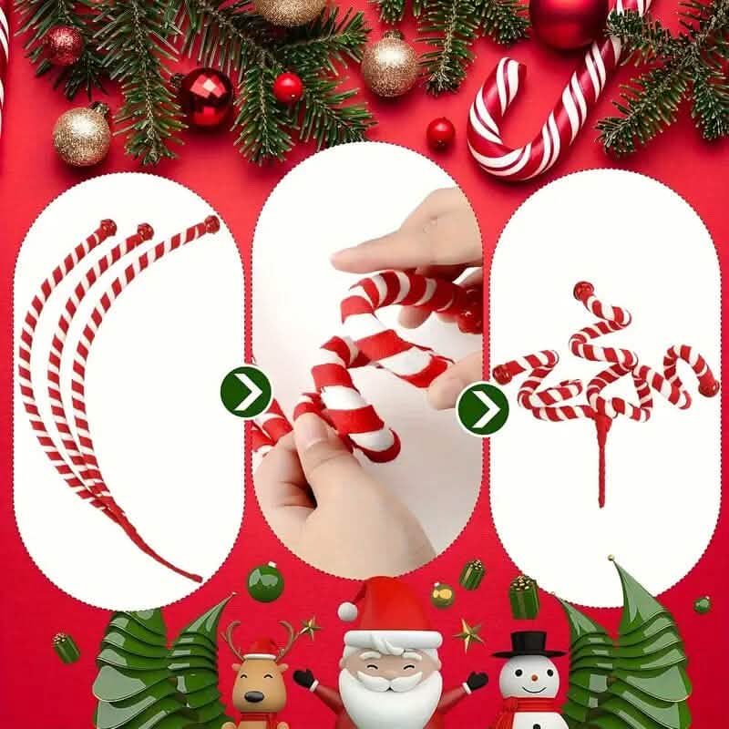 6-Pieces: Red White Candy Christmas Tree Decorations 3