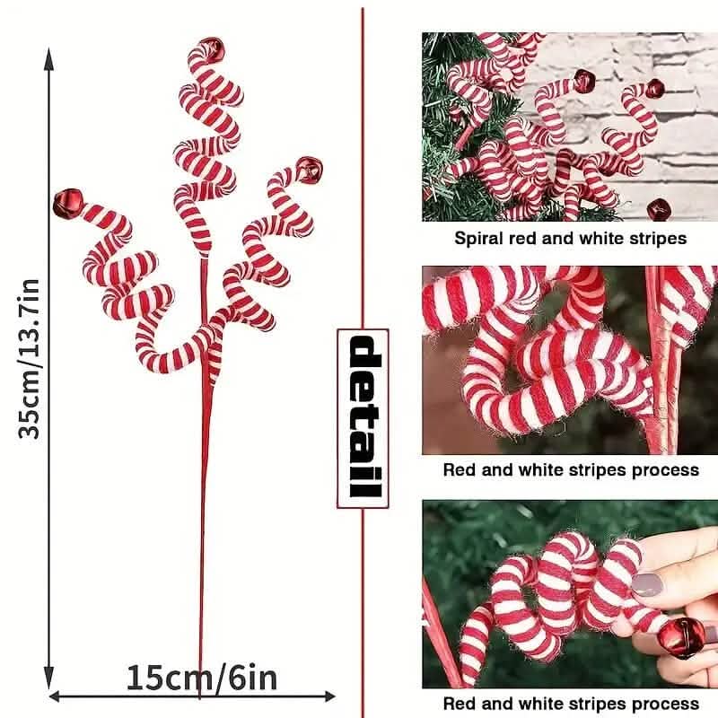 6-Pieces: Red White Candy Christmas Tree Decorations 2