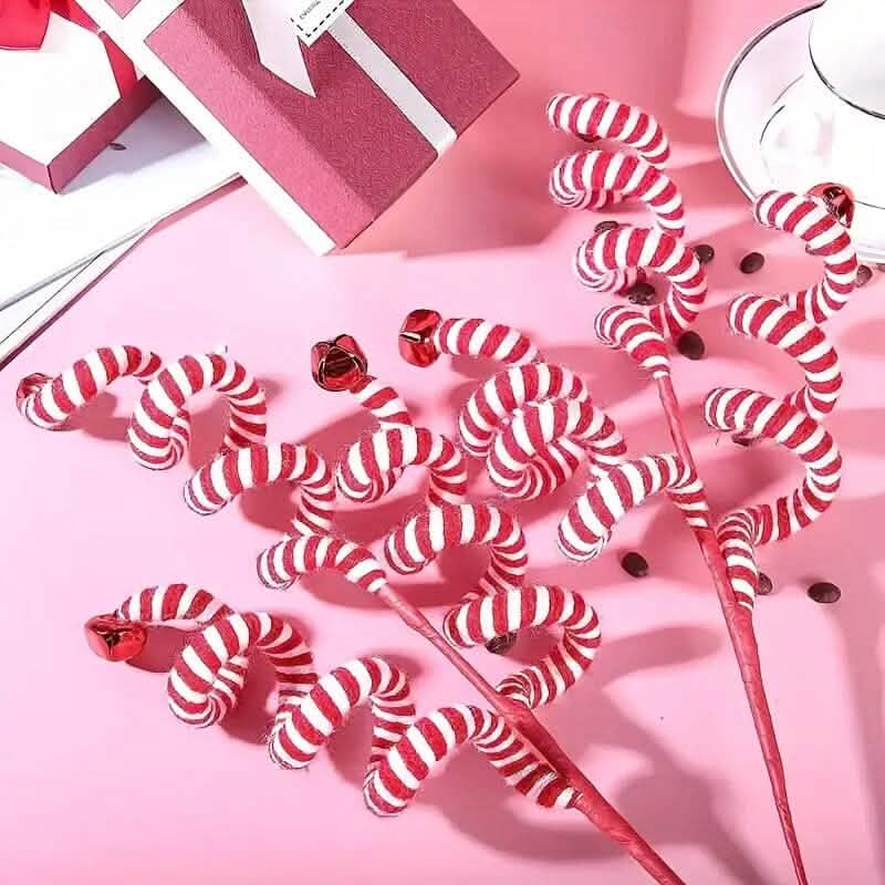 6-Pieces: Red White Candy Christmas Tree Decorations 4