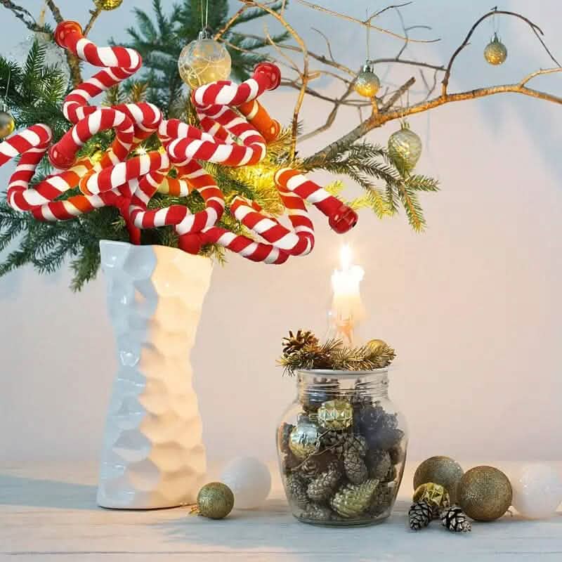 6-Pieces: Red White Candy Christmas Tree Decorations 6