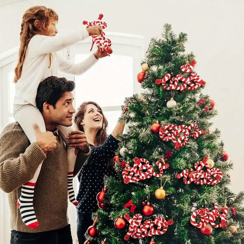 6-Pieces: Red White Candy Christmas Tree Decorations 8