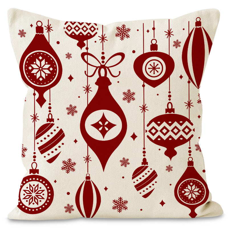 Christmas red ball pillow cover Christmas holiday themed home decoration pillowcase linen waist pillow 7