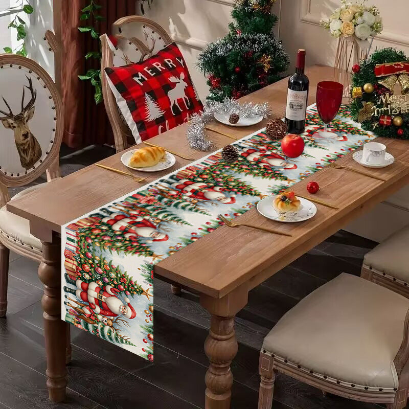 Christmas decoration table flag home fabric tablecloth holiday party tablecloth tea flag Christmas tree print 3