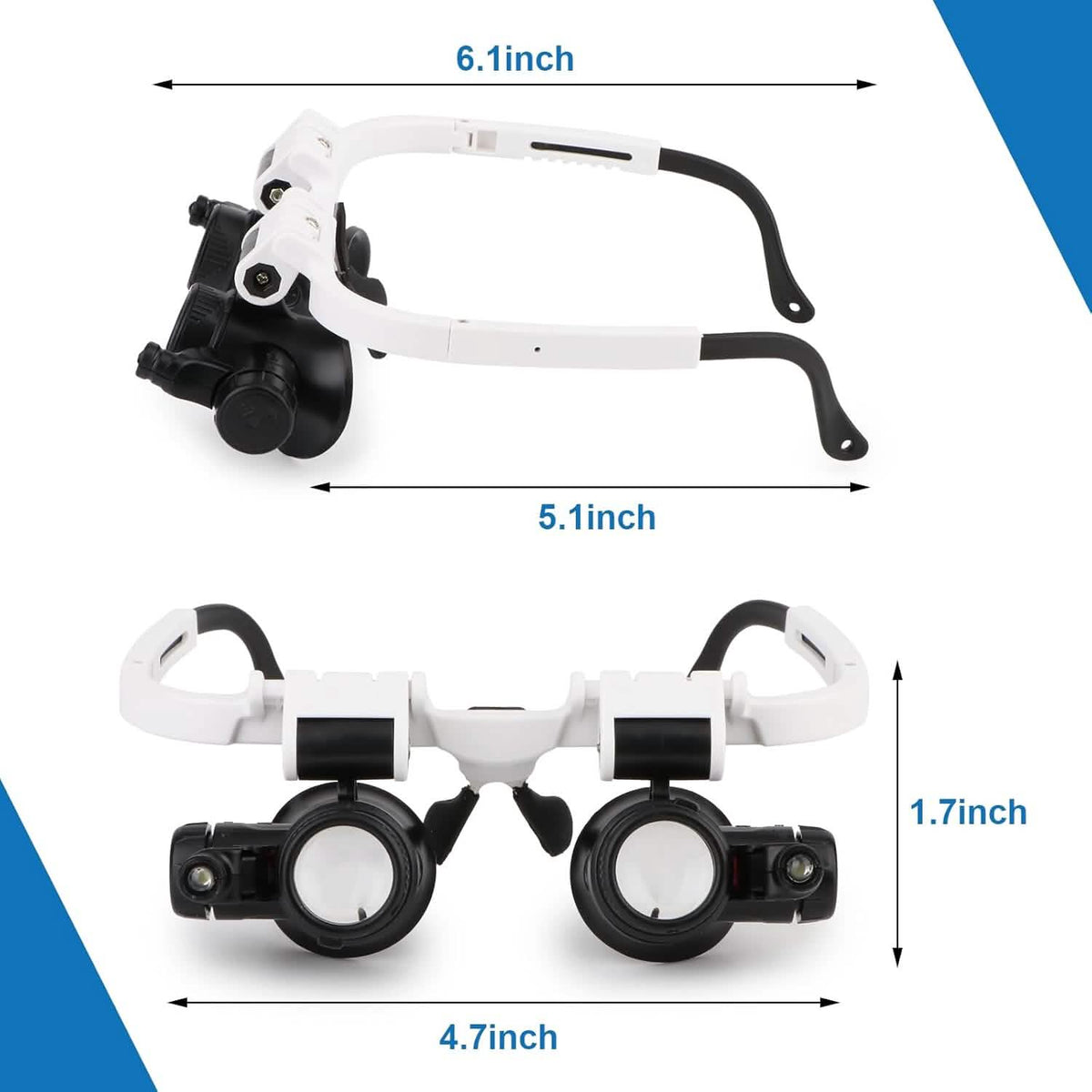 2-LED Head-Mounted Magnifier Glasses – 8x/15x/23x with Repair Light 12