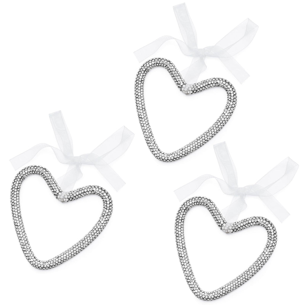 Mrchtmas Christmas Silver Bow Ornament 2025 Heart Rhinestones 1 Pc 1