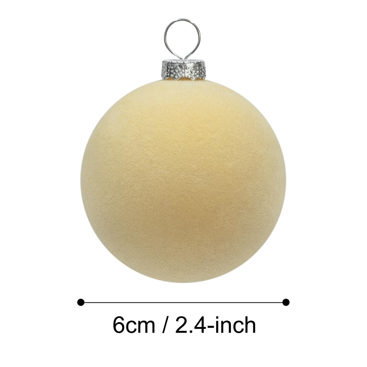 KI Store Beige Velvet Christmas Balls Ornaments 6pcs 2.36in Party Decor 6