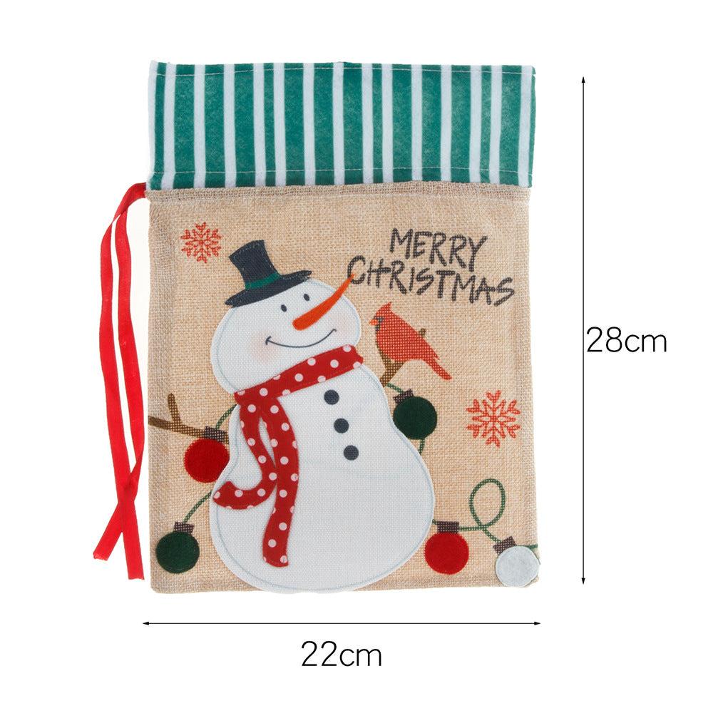 Christmas decorations, burlap gift bags, candy bags, apple bags, cartoon Christmas gift bags 7
