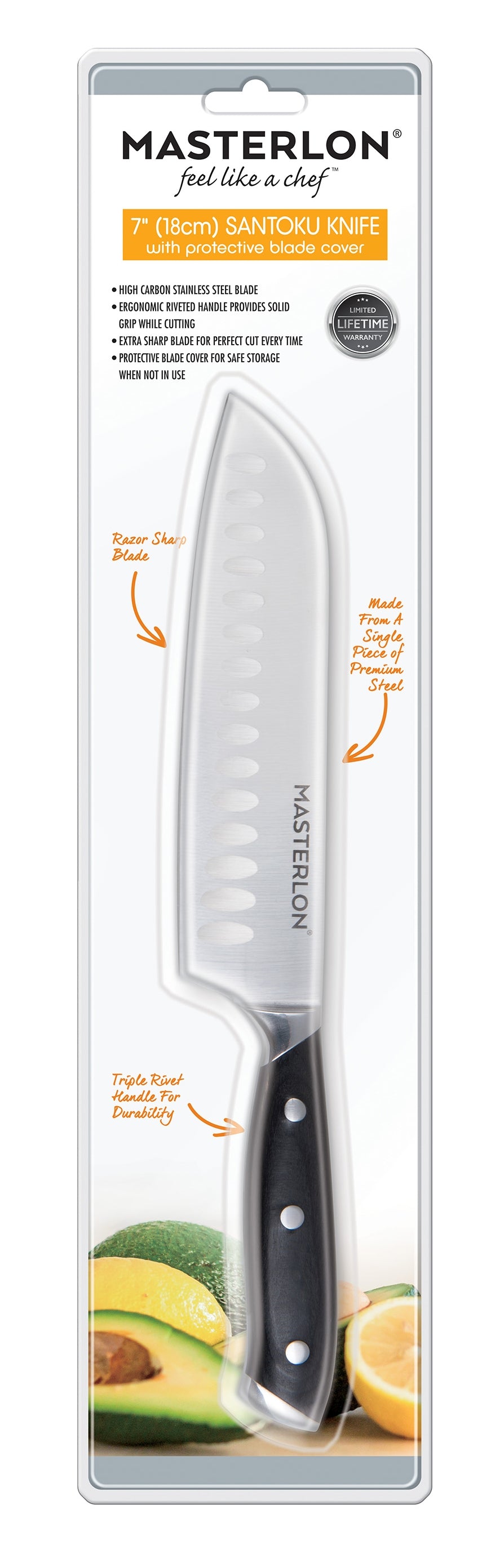MASTERPAN Essential Chef’s Knife Bundle - 8" Chef’s Knife, 8" Slicer Knife & 7" Santoku Knife - Stainless Steel Blades with Protective Covers 14