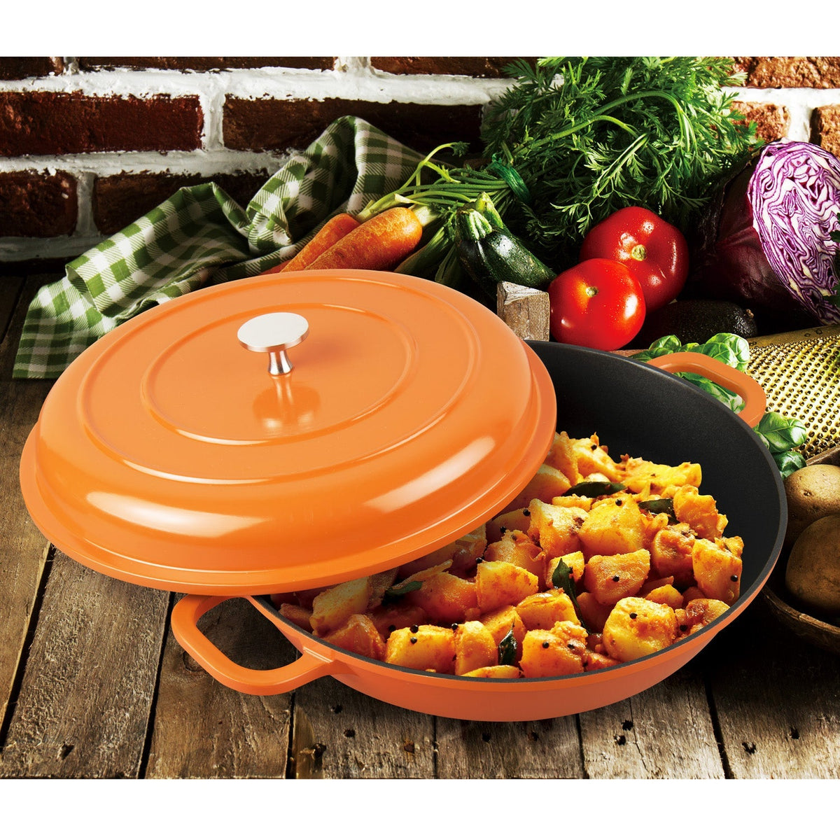 MASTERPAN Nonstick Dutch Casserole, Orange 3 Qt. 11" (28cm) 2