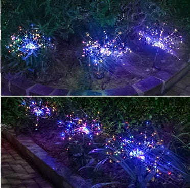 New Ground Plug Solar Fireworks Light LED Light String Copper Wire Outdoor Garden Decoration Star Lights Christmas Lights 41
