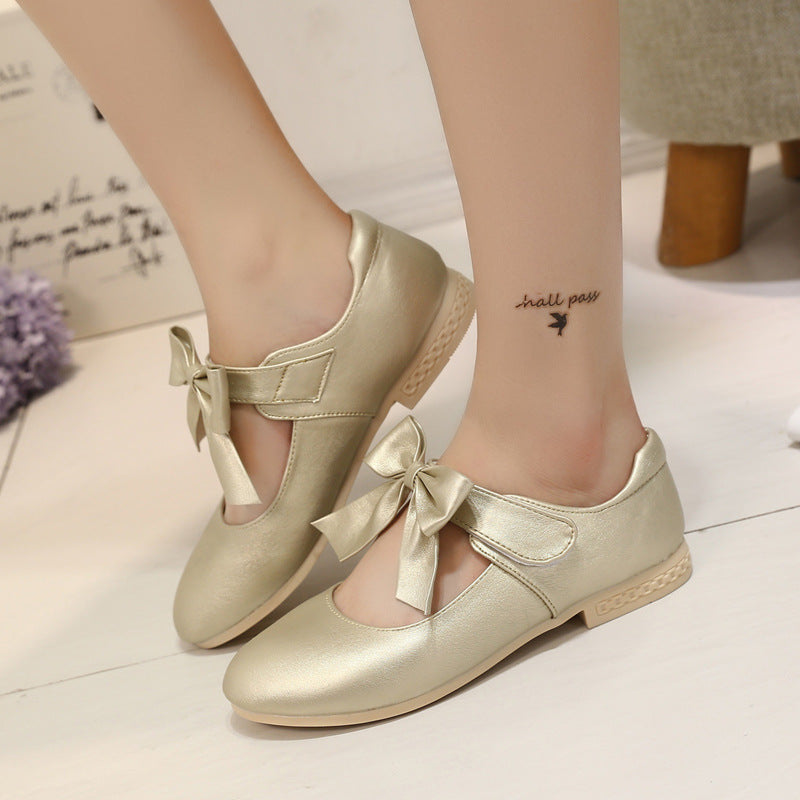 Girls Shoes White Leather Shoes Bowknot Girls Children Princess Shoes 1