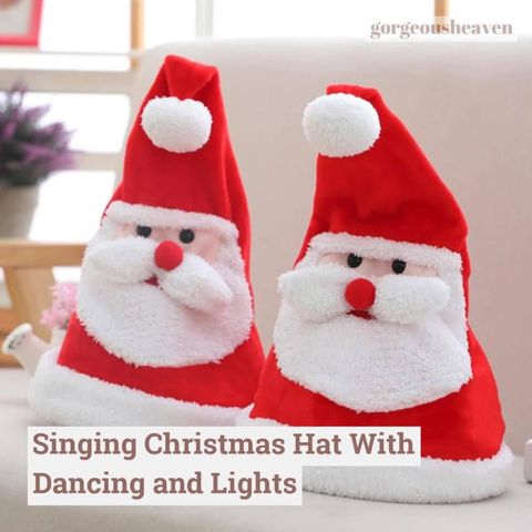 Soft Kawaii plush toy electric light-emitting movable Christmas Hat Plush Toy hat as a Christmas gift for children 3