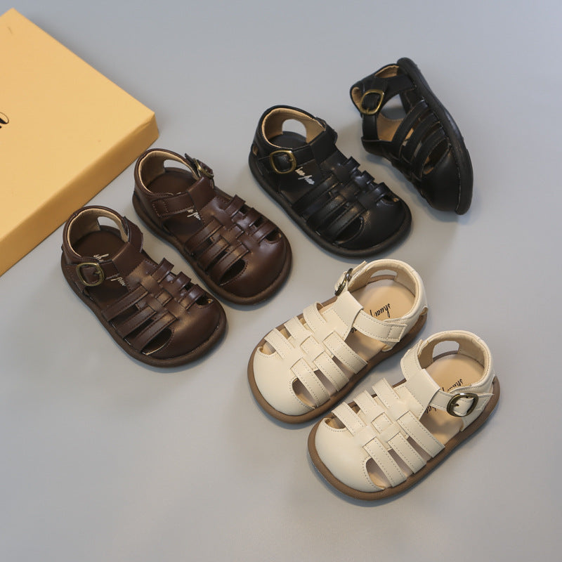 Girls' Closed Toe Children's Shoes Toddler Shoes Woven Hollowed Roman Shoes 1