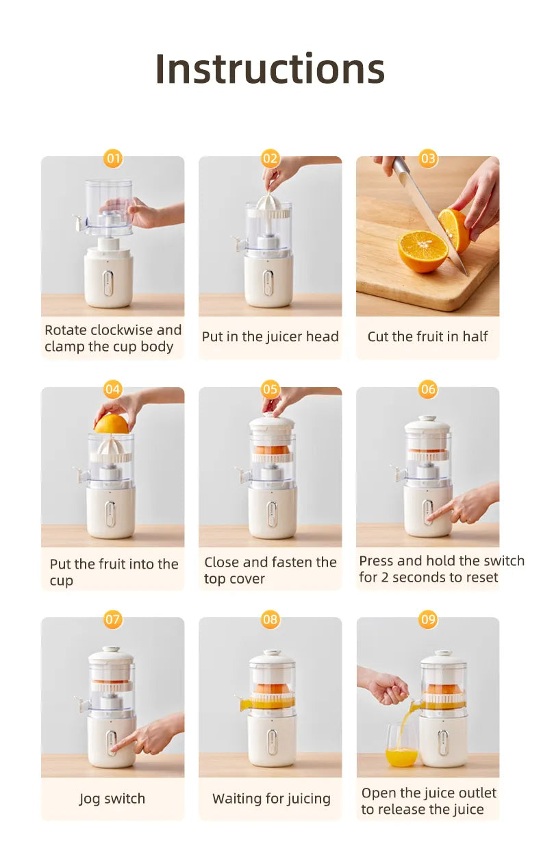 Multifunctional Wireless Electric Juicer Steel Orange Lemon Blender USB Portable Mini Fruit Squeezer Pressure Juicer Kitchen 5