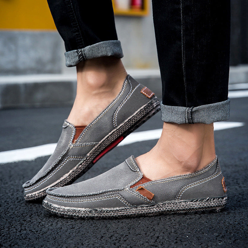 Mens Casual Canvas Loafer Shoes Fashionable Washed Denim 4