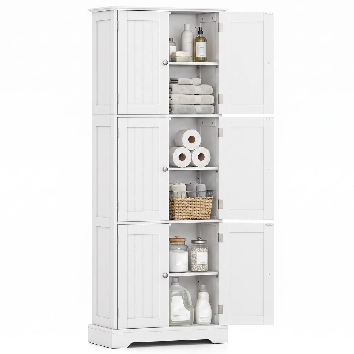 63-Inch Tall Bathroom Storage Cabinet with 6 Doors 4
