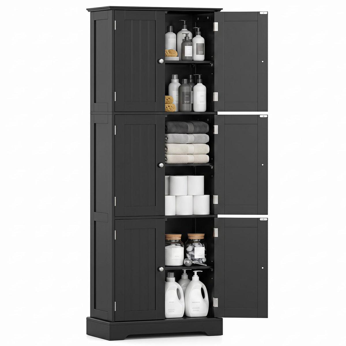 63-Inch Tall Bathroom Storage Cabinet with 6 Doors 12