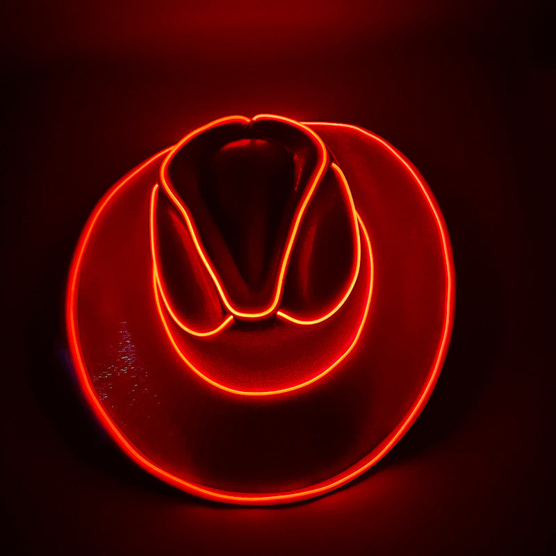 Halloween Carnival Party LED Wireless Fluorescent Colorful Cowboy Flashing Hat 6