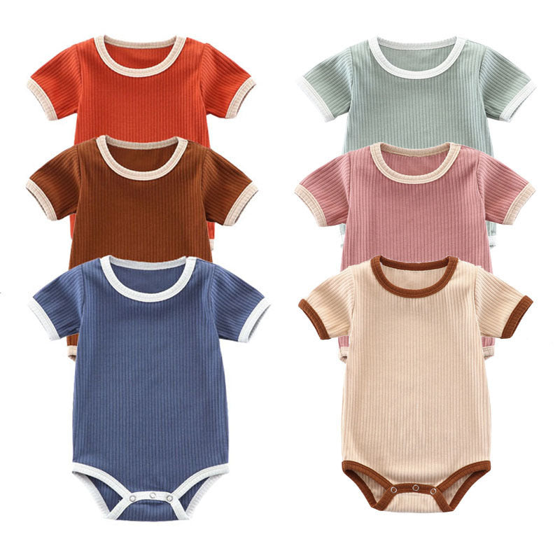 Summer Romper Baby Wrapping Clothes Pit Strip Ribbed Baby Onesie 1