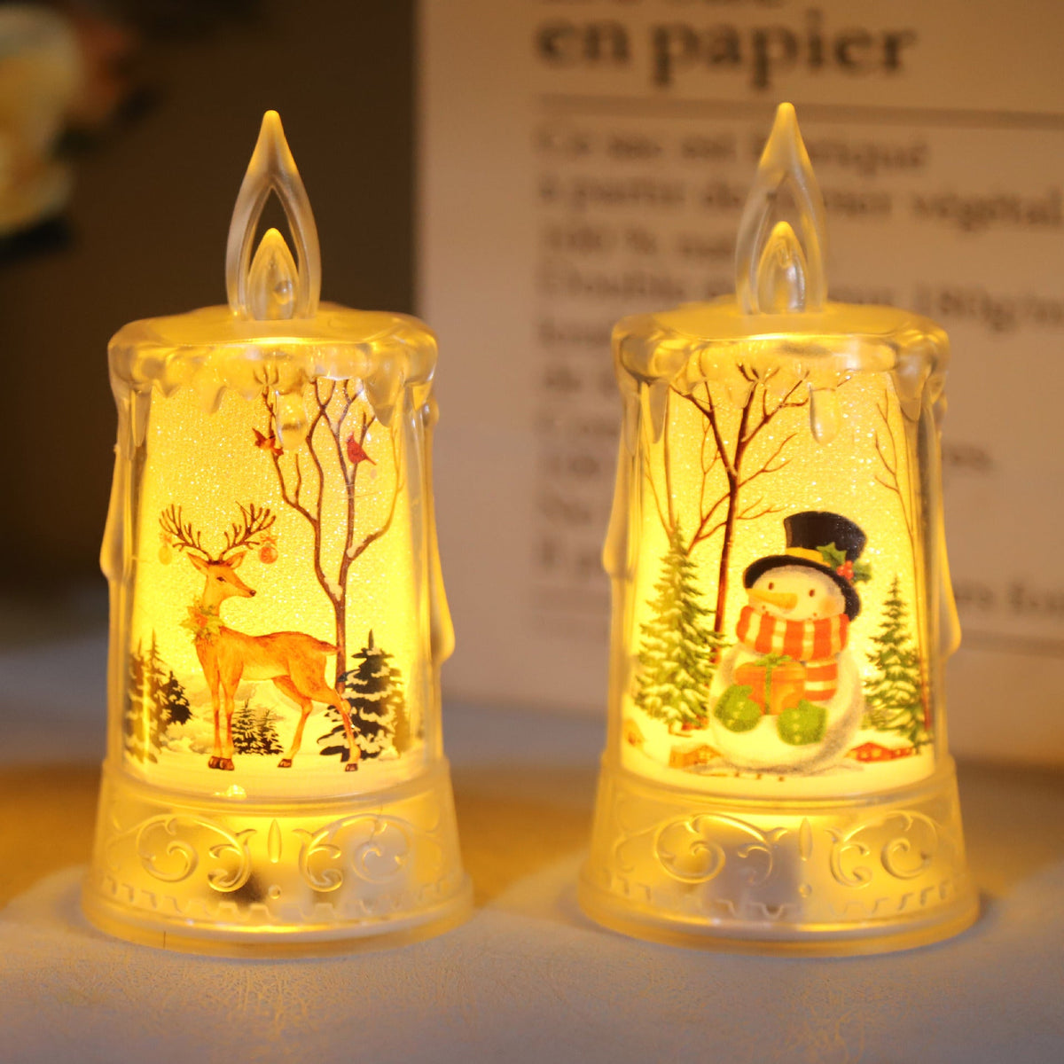 Christmas led electronic candle light Christmas snowman elk decoration luminous night light atmosphere light ornaments 2