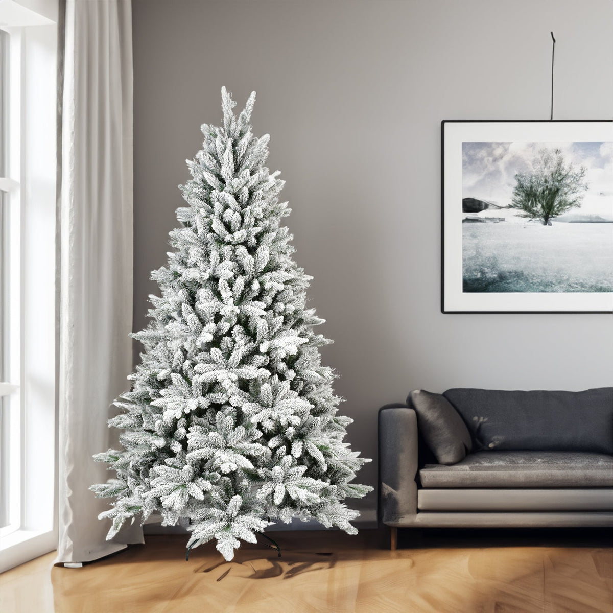 7FT PE&PVC Flocked Christmas tree 1