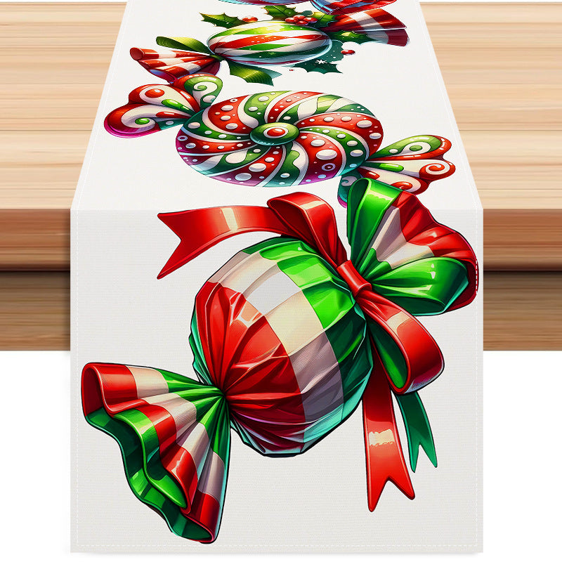 Christmas candy printed table flag new Christmas table decoration tablecloth mat holiday party tablecloth 1