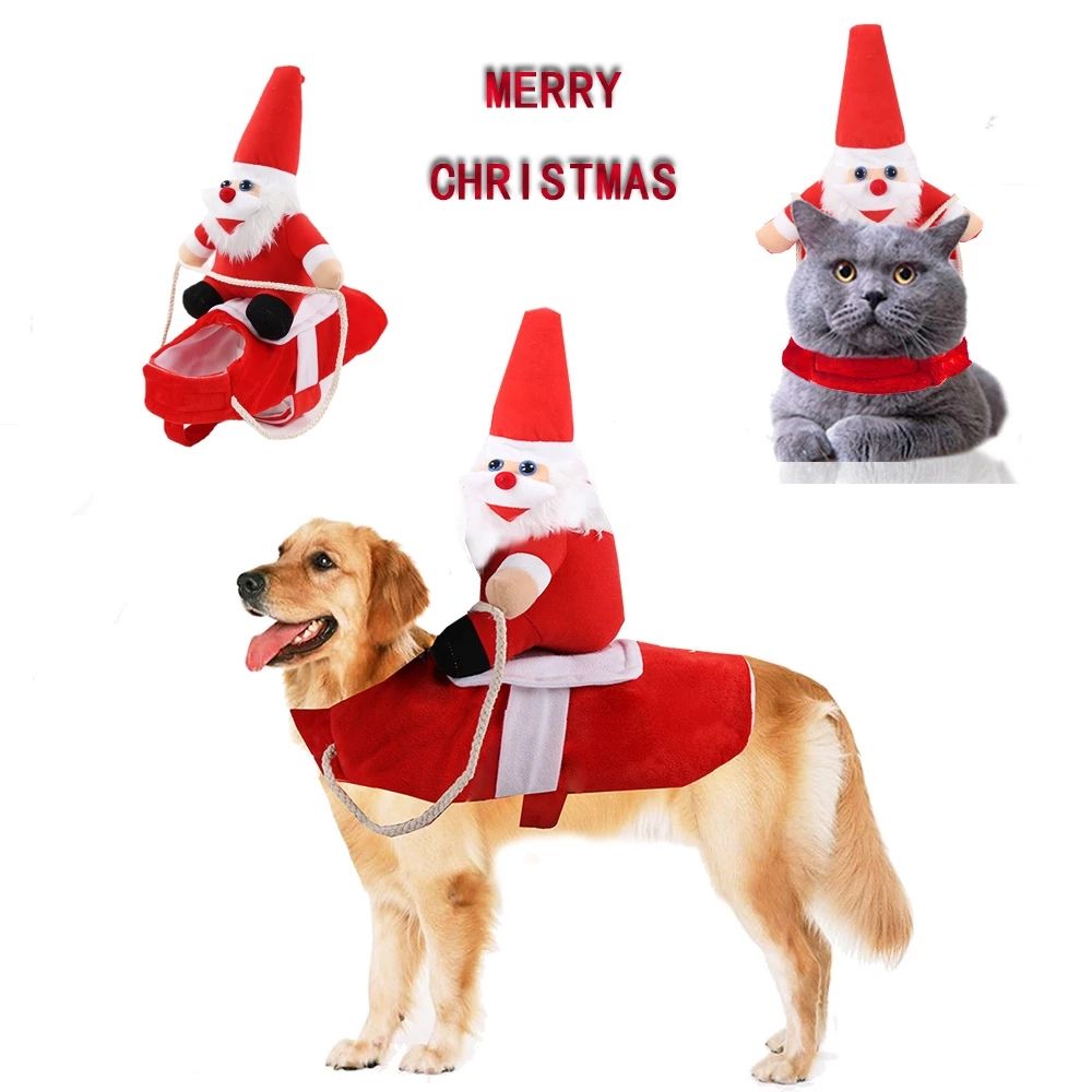 Fashion Designer Large And Medium Santa Dog Christmas Costumes Riding Clothes Transformed Into Santa Claus Clothes 1