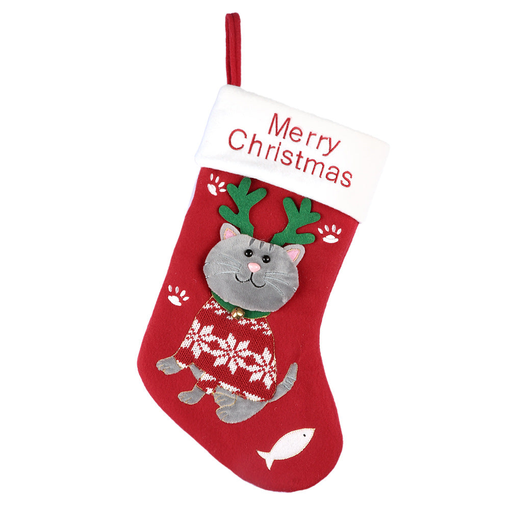 Cute Cat and Dog Christmas Socks Cartoon Christmas Socks Gift Bag Christmas Decorative Socks Christmas Tree Pendant 3