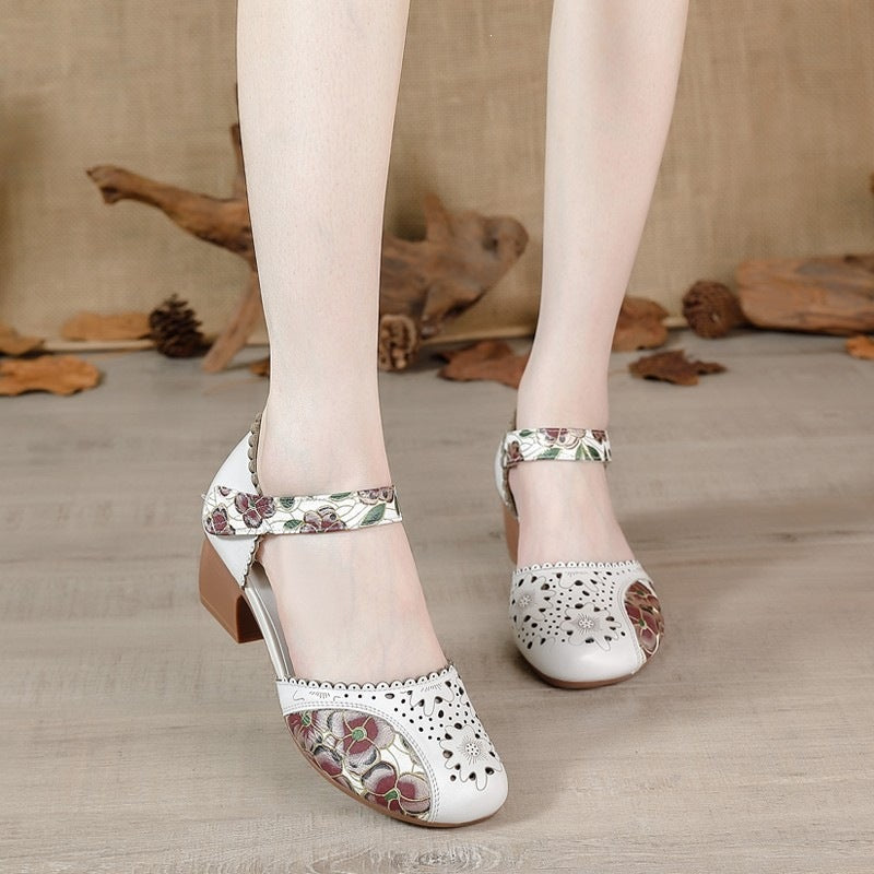 Rome Embroidered Hollow-Out Retro Casual Womens Shoes 3