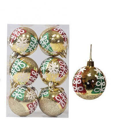 Christmas ball hand drawn pattern Christmas tree pattern decoration plastic electroplated ball decoration 6