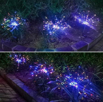 New Ground Plug Solar Fireworks Light LED Light String Copper Wire Outdoor Garden Decoration Star Lights Christmas Lights 30