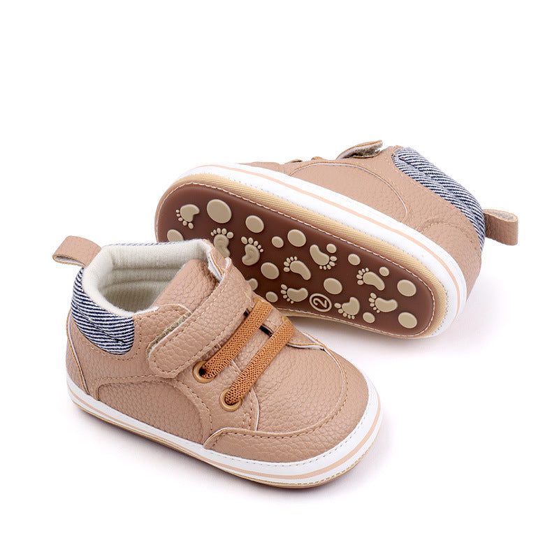 Fashionable Solid-color PU Leather First-walker Shoes For Babies 4