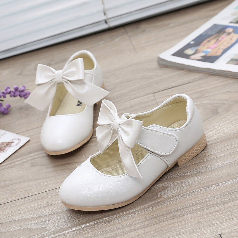Girls Shoes White Leather Shoes Bowknot Girls Children Princess Shoes 5