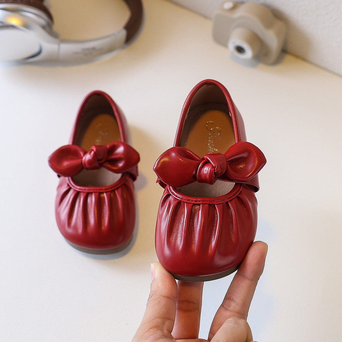 Girls' Bow Soft Soled Princess Shoes, Children's Fashionable One Foot Shoes, Small Leather Shoes, Single Shoes 6