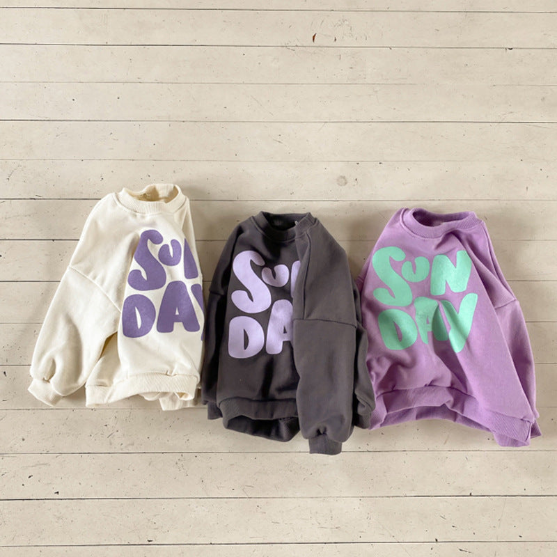 Loose Casual Long-sleeved Terry Sweater With Foreign Letters 2